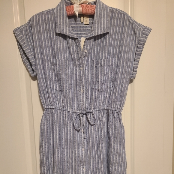Blue and White Striped Japna Dress - Picture 1 of 3